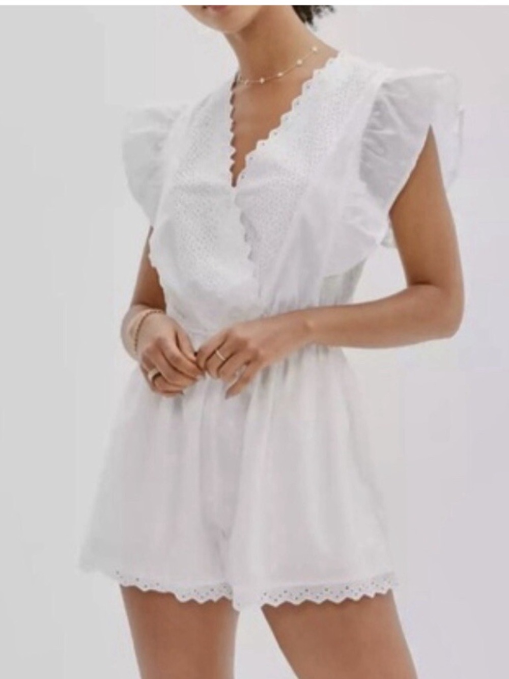 American Eagle White Eyelet Romper